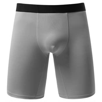Men's sports underwear large size extended ice silk boxer briefs anti-wear leg running fitness plus fat long boxer briefs