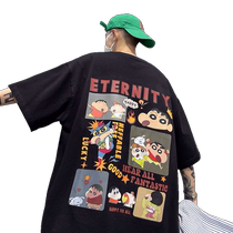 Crayon Shin-chan Japanese cartoon print heavy cotton short-sleeved T-shirt mens summer fashion brand loose sleeveless vest