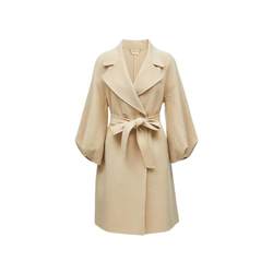 Vero Moda Woolen Coat for Women in Autumn and Winter Elegant Waist Lantern Sleeves Pure Sheep Wool