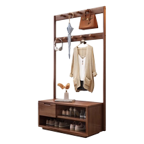 Bei Zhaisen solid wood clothes hanger can sit on the shoe rack integrated home floor-to-ceiling shoe changing stool at the entrance door coat rack