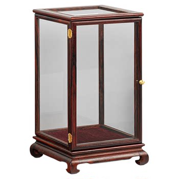 Mahogany cage glass cover open door vase antique antique buddha statue handicrafts display box dust cover custom
