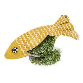 Catnip simulated fish teasing cat stick grinding teeth