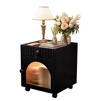 Movable solid wood edges several small carts black tea table