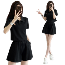 Casual sportswear suit for women summer 2024 new loose and western style age-reducing short-sleeved shorts running two-piece set