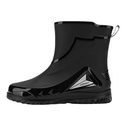 2024 new labor protection rain boots men's short-tube kitchen waterproof anti-slip work shoes soft-soled rain boots men's water shoes