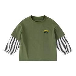 Baby T-shirt spring children's fake two-piece bottoming shirt spring and autumn boys' spring long-sleeved girls' tops T-shirt