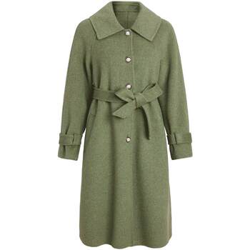 Mandes green single breaked double-side woolen coat 2024 new winter wool blend simple mid-length jacket