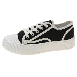 Explosive thick-soled white biscuit canvas sneakers women's ins tide 2023 spring new all-match casual sneakers