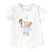 Baby clothes summer thin newborn baby boy jumpsuit full moon hundred days summer short-sleeved romper summer clothes