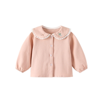 Fanhunting Girls Shirts Autumn 2024 New Style Childrens Shirts Childrens Versatile Baby Long-Sleeved Tops Spring and Autumn