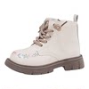 Girls' short boots embroidered flower leather boots children's fashion