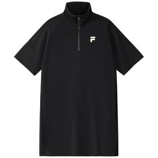 FILA FUSION斐乐潮牌女子针织连衣裙2025夏季新款时尚短袖连身裙