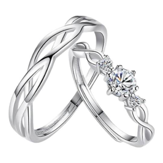 情侣戒指一对s925银对戒情侣款小众设计轻奢开口可调节情人节礼物