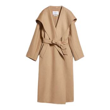 M's large camel shawl double-sided cashmere wool coat