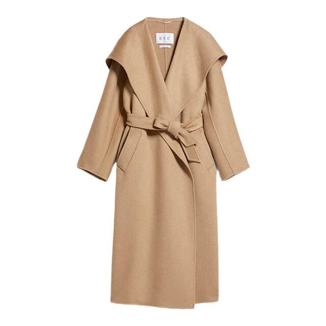 M's large camel shawl double-sided cashmere wool coat
