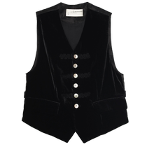 (Velvet collision material) puretea tea shadow jacquard vest womens symmetrical placket 2024 spring new product