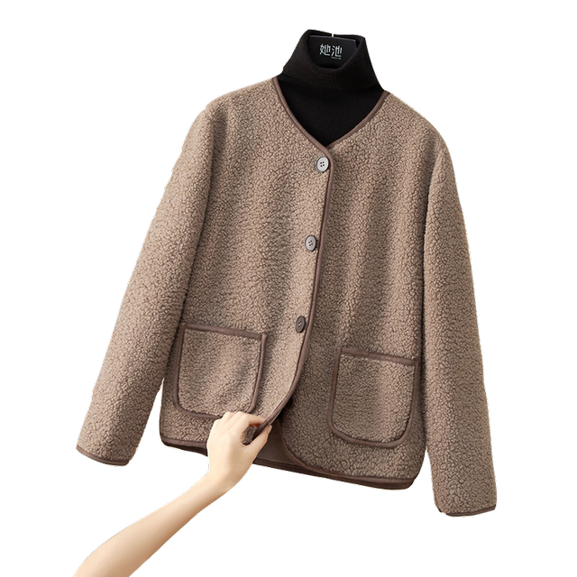 Elegant plush loose long-sleeved coat