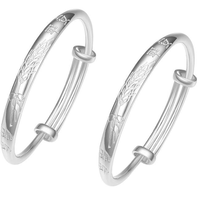Zhou Liufu bracelet baby style peace bracelet S999 full silver solid opening auspicious letter gift