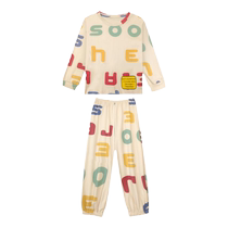 Childrens pure cotton pajamas boys spring and autumn long-sleeved trousers 2024 new spring cute set big childrens home clothes