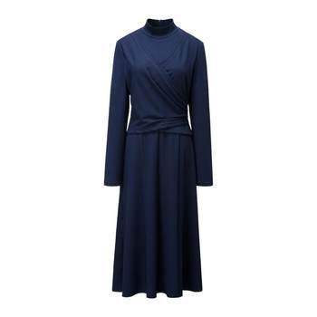 Yanyu blue long-sleeved design dress