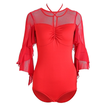 Duoqiao Latin dance clothing tops womens new long-sleeved jumpsuit dance clothing practice clothing advanced modern dance performance clothing