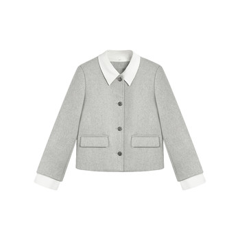 pusumede高级感假两件小香风外套女秋冬设计感气质短款羊毛上衣