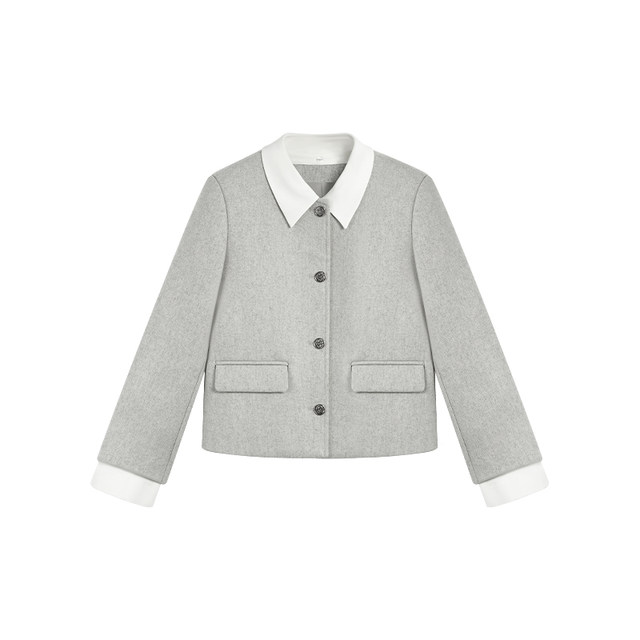 pusumede高级感假两件小香风外套女秋冬设计感气质短款羊毛上衣