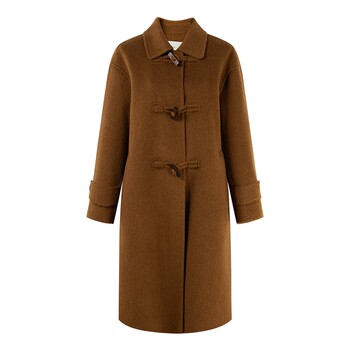 Qiushui yiren all-wool horn-button woolen coat
