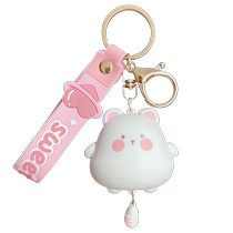 2024 New Genuine Cute Double Cat Car Keychain Chain Female Exquisite School Bag Pendant Doll Female Model