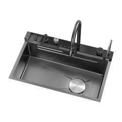 Integrated Multifunctional Sink, Large Single Bowl, 304 Stainless Steel Kitchen Sink, Dishwashing Sink, Handmade Under-Counter Sink
