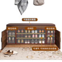 Ouya Yijia solid wood shoe cabinet home door shoe changing stool multi-functional long entry door shoe rack 2023 new style