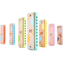 Hape childrens harmonica transparent color music beginner baby blues harmonica student wooden musical instrument toy