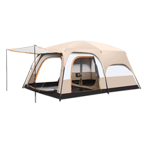 Outdoor tent with two rooms and one living room foldable overnight rainproof outdoor camping equipment complete set of professional camping equipment