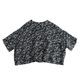 Loose literary retro quarter-sleeved ramie printed shirt