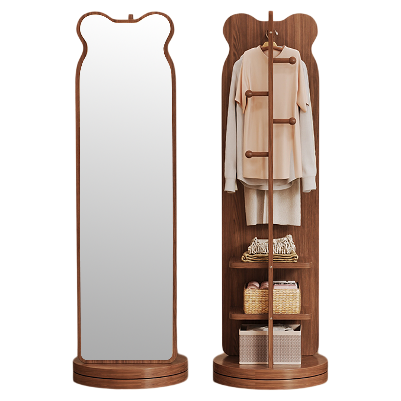 Bear rotating clothes hanger integrated dressing mirror