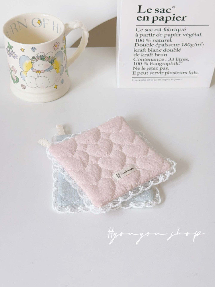 Korean Imported Quilted Lace Coaster ins Style Small Fresh Home Decoration Korean Style Mug Mat Placemat Lace