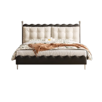 Winter Bear French retro medieval cream style light luxury fabric cloud bed master bedroom black and white double ripple wave bed