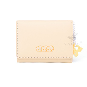 Cheese Wallet Japanese Cute Card Holder Short Women's Coin Purse Three-fold Small Fresh Embroidery Texture Forest Original