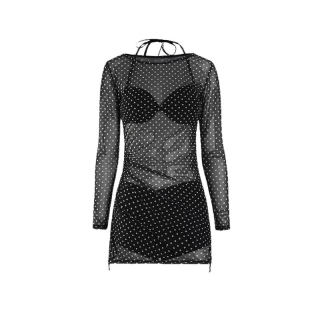 Aystudio2025 New Bikini Sexy Pure Desire Style Polka Dot Long-Sleeved Cover-Up Slimming Hot Spring Swimsuit for Women