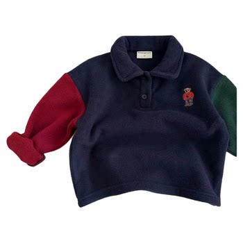 Children's autumn and winter double-sided 1 fleece lapel long-sleeved sweatshirt