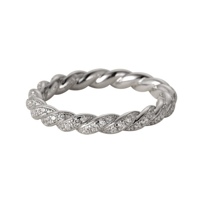 Sutu 925 Silver Twist Flower Ring Simple Temperament Niche
