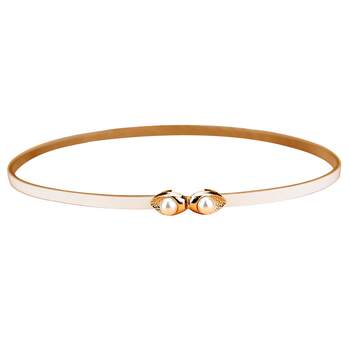 Gentle white! genuine leather women's belt tightens waist and makes you look slimmer