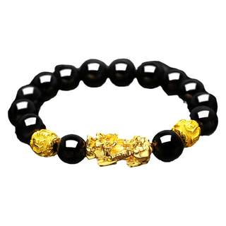 Obsidian Pixiu Agate Men's Simple Style Bracelet