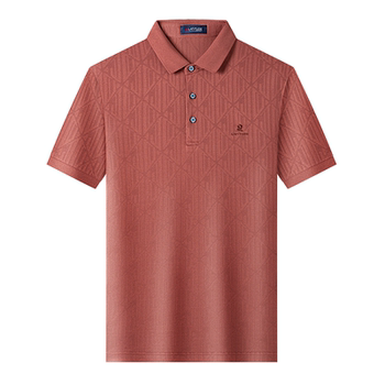 Mengtejiao mulberry silk short-sleeved polo shirt diamond jacquard
