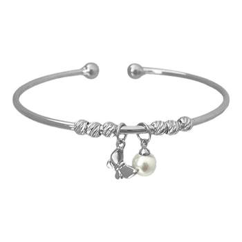 Lucky Fortune Butterfly Pearl Bracelet Girls Summer Niche Design High-end Hand Jewelry Best Friend Plain Circle Bracelet