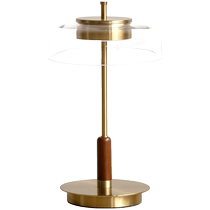 Genji Muyu solid wood glass table lamp light luxury high-end creative decorative atmosphere lamp living room antique style floor lamp