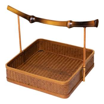 New style of bamboo handheld bamboo weaving fruit plate tea plate