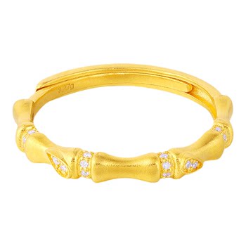 New gold jewelry bamboo gold ring festival high pure gold 5g couple small weight jewelry diamond mid-autumn festival gift