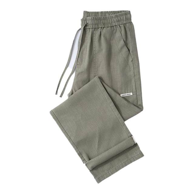 Cotton and linen casual pants for men straight leg new Chinese style linen pants
