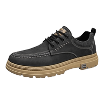Jeep mens shoes 2024 new spring British style business casual leather shoes mens low-cut workwear Martin boots